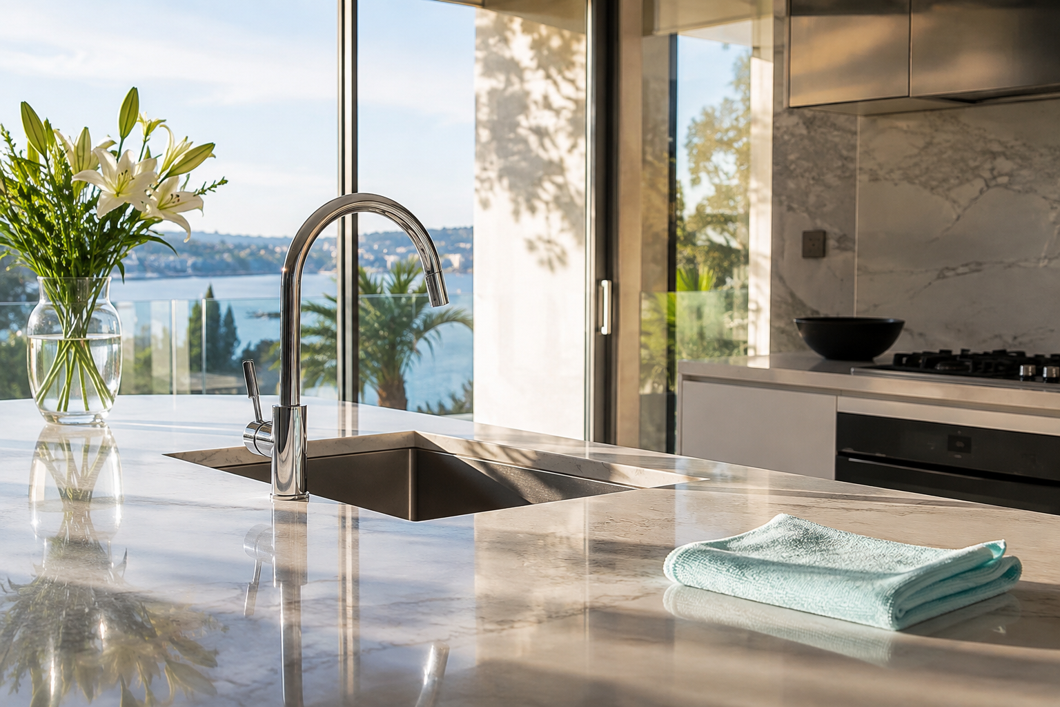 Freshly cleaned contemporary Sydney kitchen